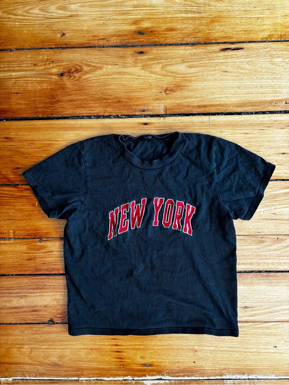 Brandy Melville Black Tee with Red "New York" Graphic